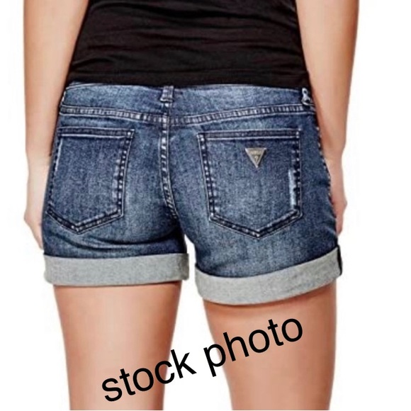 NWT GUESS Monet Cuff, Mid-Rise, Distressed Denim Jean Shorts 25 - Picture 8 of 10